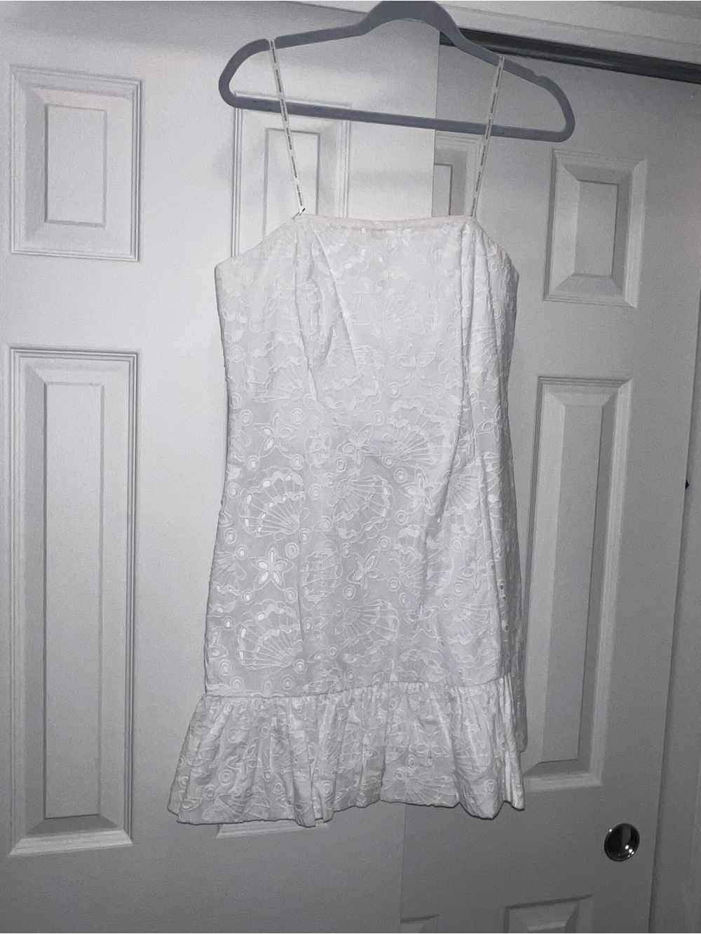 Lilly Pulitzer White Eyelet Ruffle Hem Mini Dress